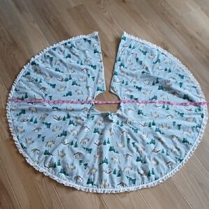 Christmas Holiday Tree Skirt Handmade Moose Cabin Trees